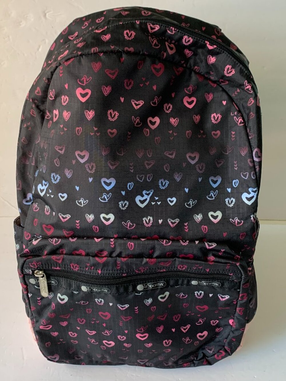 LESPORTSAC SCATTERED HEARTS STICKERS PRINT NYLON BACKPACK